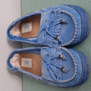 UGG Blue Women's Flats with Fringe Detail